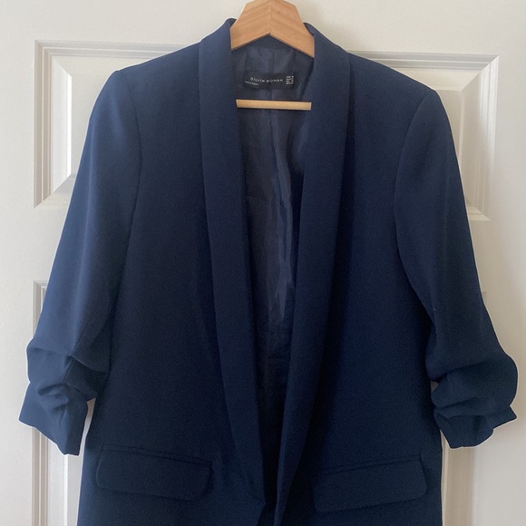 DilVin Open Front 3/4 Ruched Sleeve Blazer - Picture 4 of 10